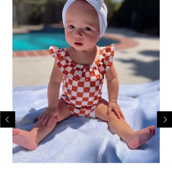 Pink Checkered Ruffle Swimsuit - Picture 6 of 6